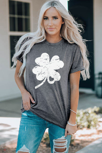 St Patrick Shamrock Graphic Print Tee | Gray