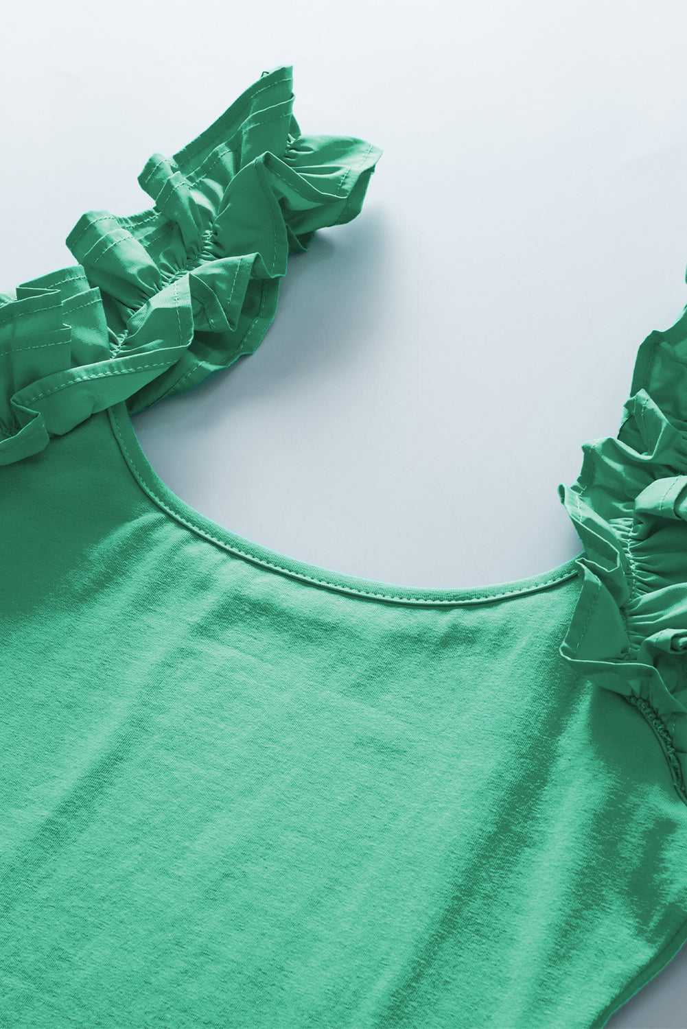 Ruffled Wide Straps Slim Tank Top | Mint Green