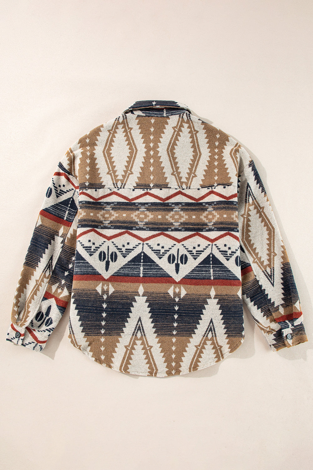 Western Aztec Collared Button-Up Sweatshirt | Brown