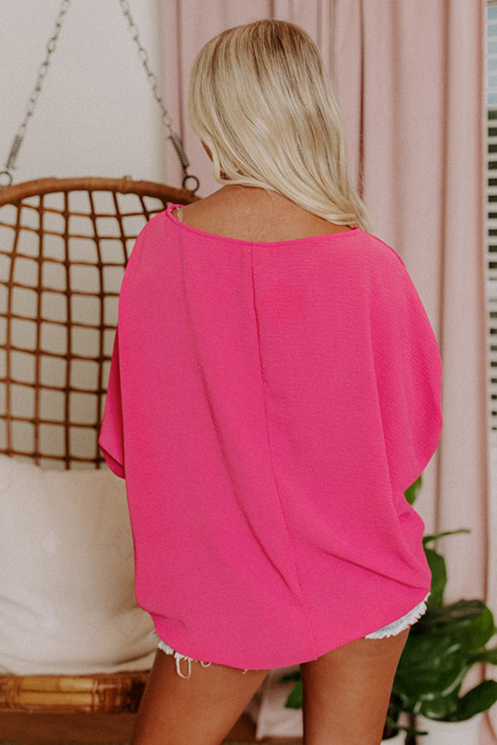 Smocked Wrist Shift Top | Rose