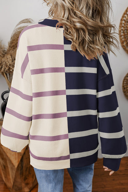 Colourblock Oversized Sweater | Blue Stripe