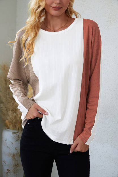 Colourblock Dolman Knit Top | Apricot