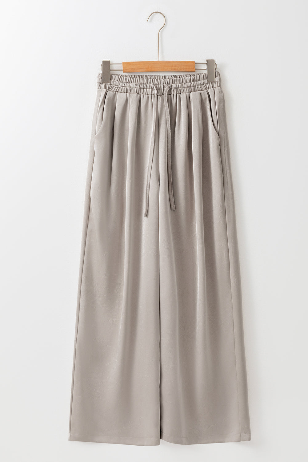 Solid Pleated Lace-Up High Waist Wide Leg Pants | Jet Stream