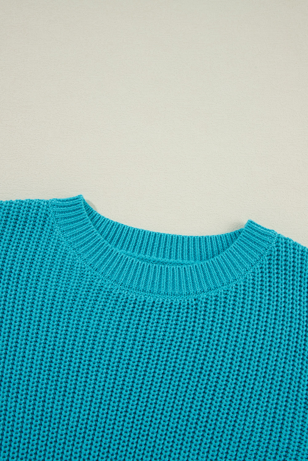 Ruffled Eyelet Bubble Sleeve Sweater | Turquoise