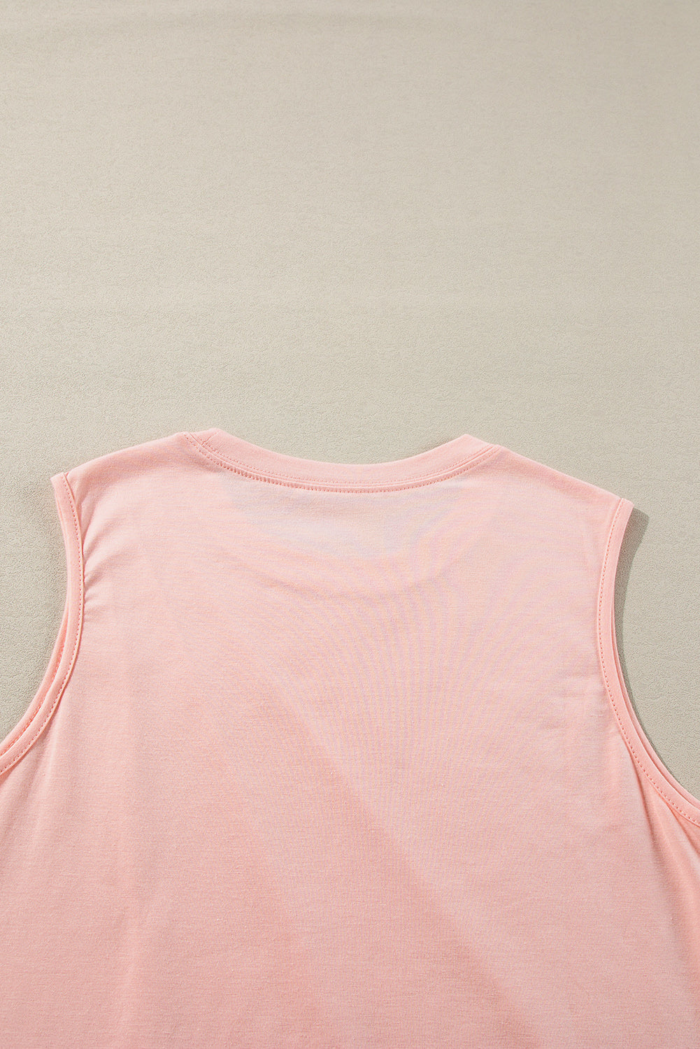 Crew Neck Pleated Tank Top | Light Pink