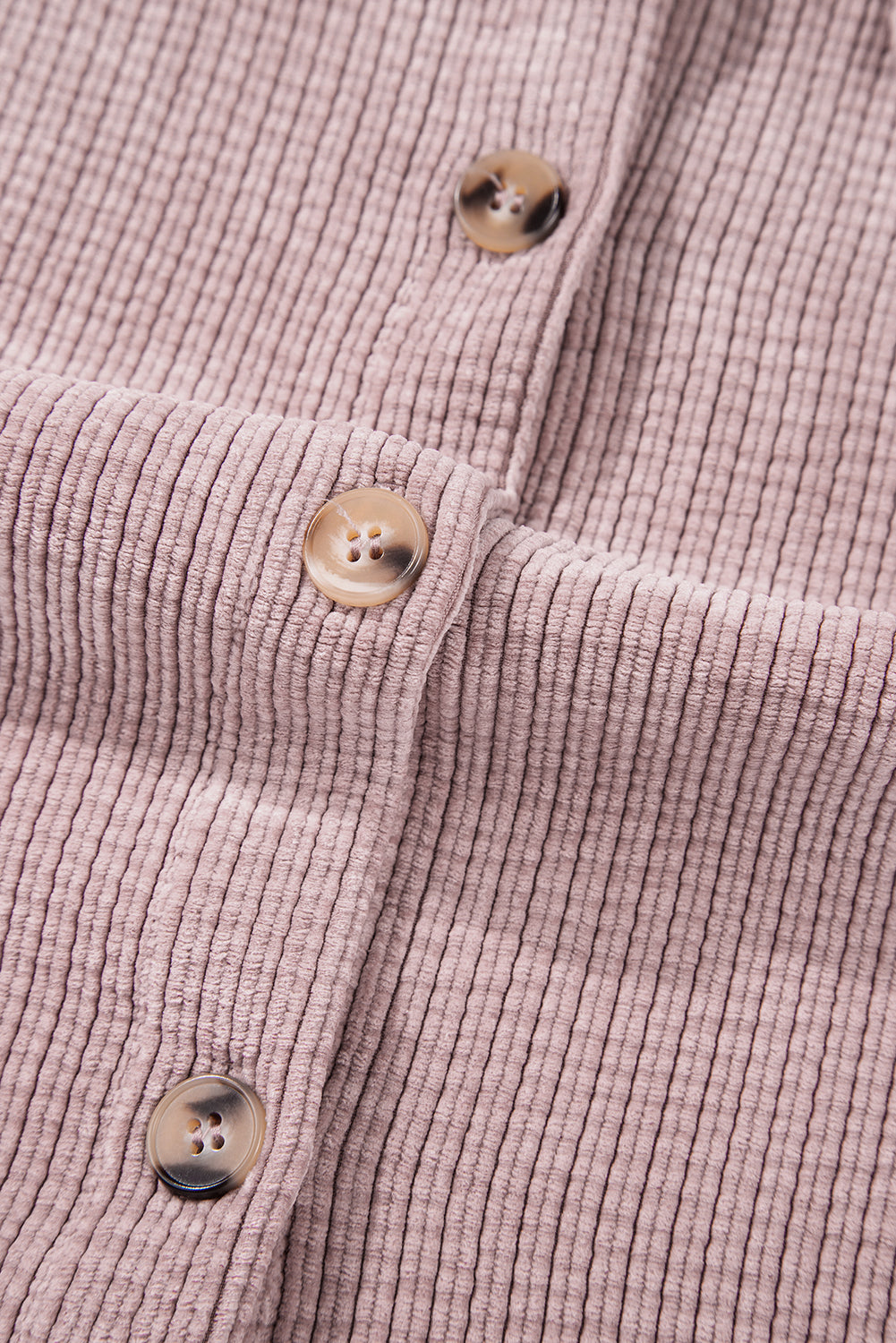 Corduroy Flap Pocket Button Up Shacket | Light Pink