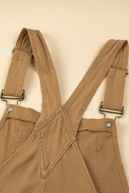 Vintage Multi Pockets Buckle Strap Cargo Denim Overalls | Khaki