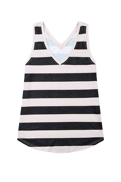 d V Neck Tank Top | Stripe