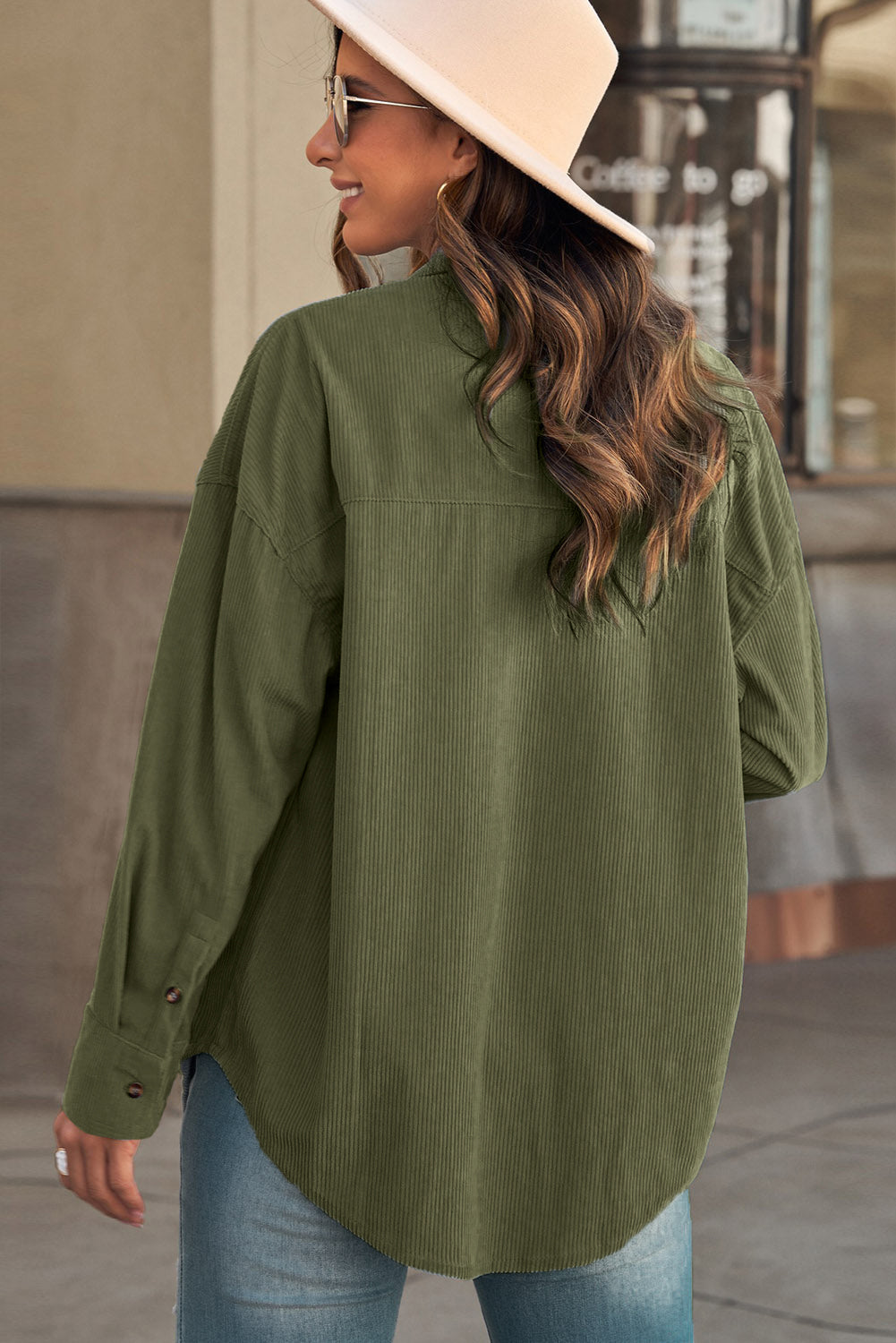 Corduroy Button Pocket Shirt | Green