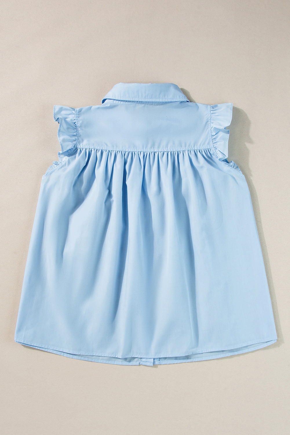 Ric Rac Trim Frilly Sleeveless Shirt | Sky Blue