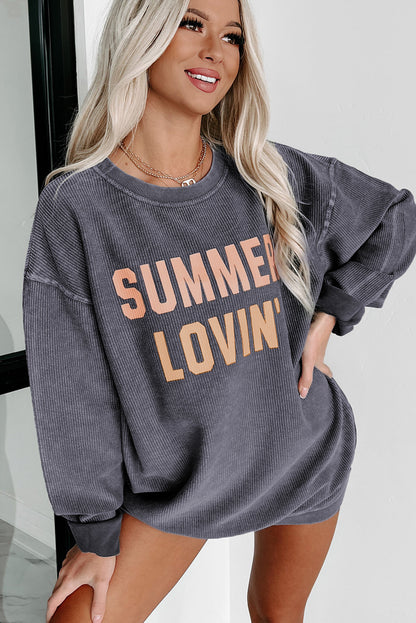 Summer Lovin Graphic Textured Pullover Sweatshirt | Gray