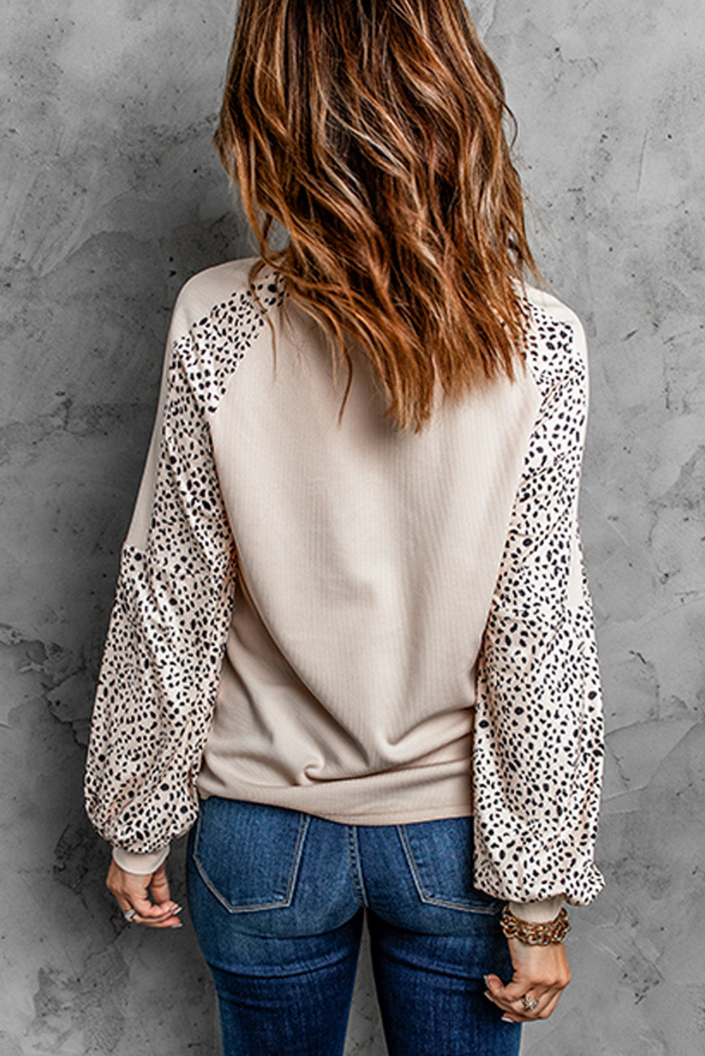 Leopard Raglan Long Sleeve Floral Pumpkin Graphic Top | Khaki