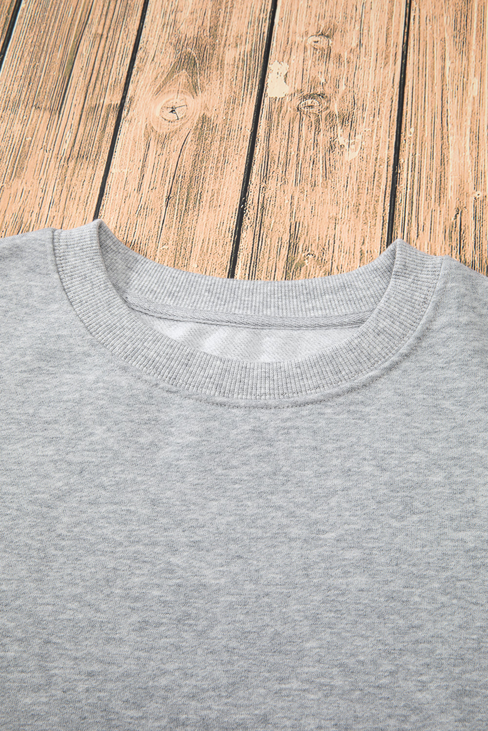 Solid Fleece Lined Drop Shoulder Terry Sweatshirt | Gray