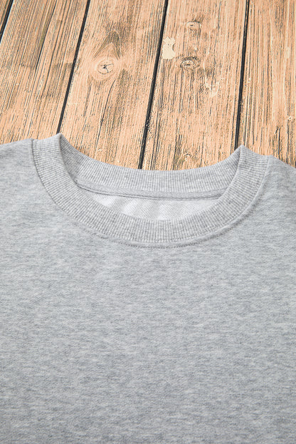 Solid Fleece Lined Drop Shoulder Terry Sweatshirt | Gray