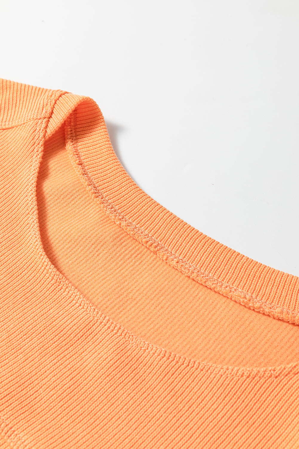 Solid Colour Textured High Low Long Sleeve Top | Grapefruit Orange