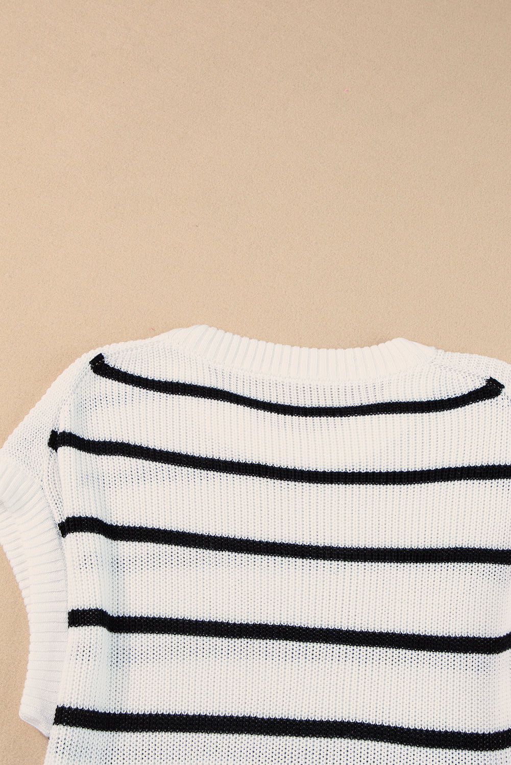 Round Neck Batwing Sleeve Sweater | White Stripe