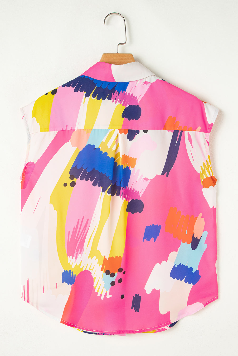 Abstract Print Collared Cap Sleeve Casual Shirt | Multicolour