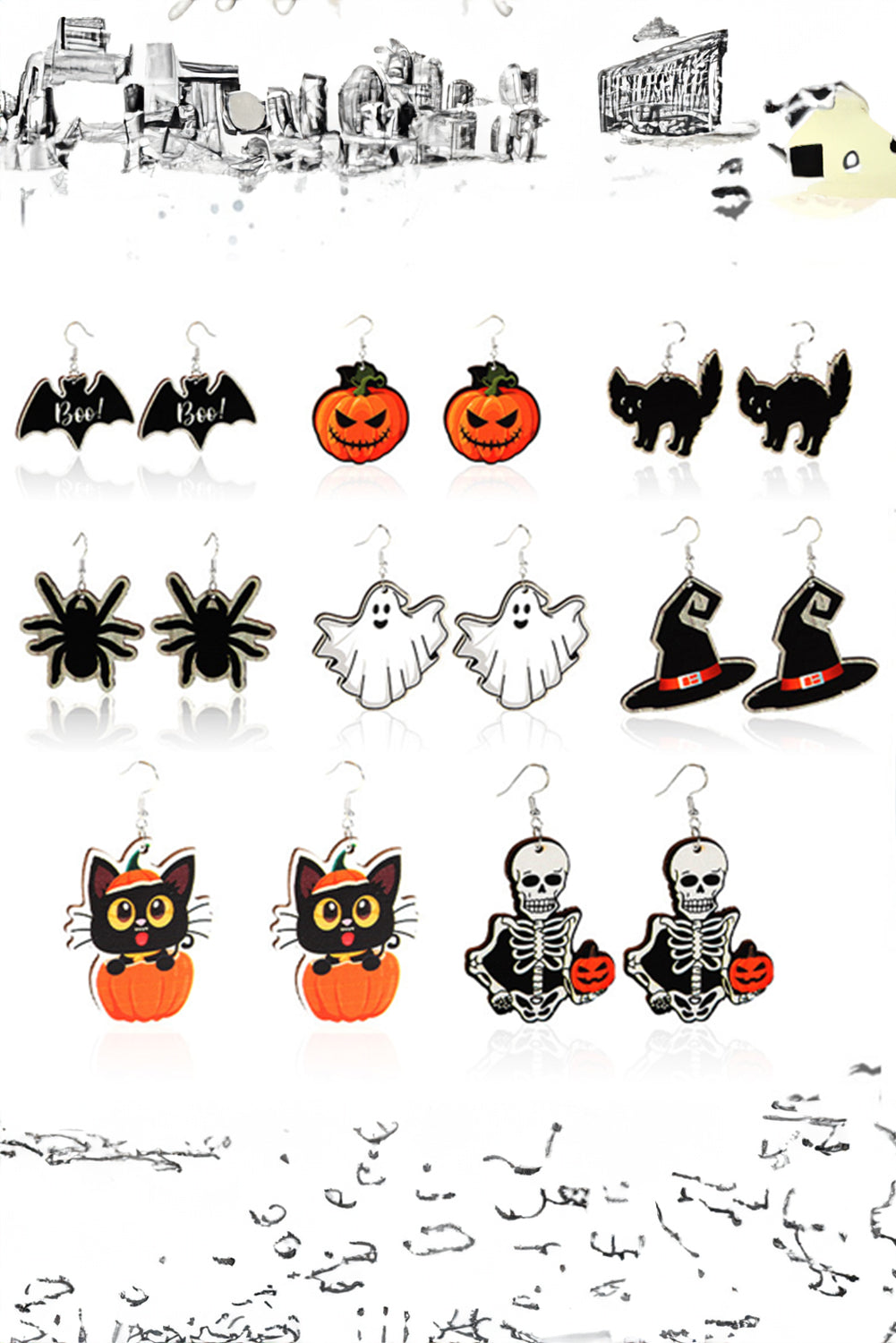 Halloween Pumpkin Face Hook Earrings | Orange