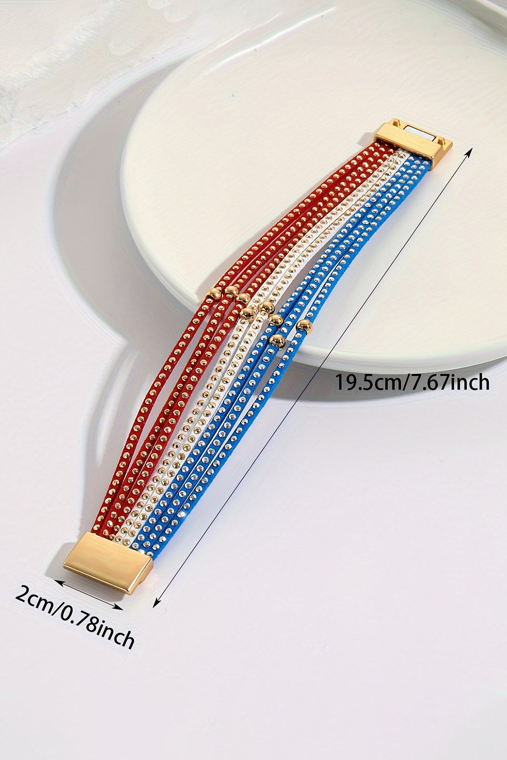 Flag Day Magnetic Buckle Studded Multi Layer Bracelet | Sky Blue