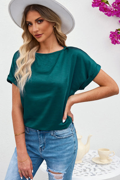 Solid Colour Short Sleeve T Shirt | Green