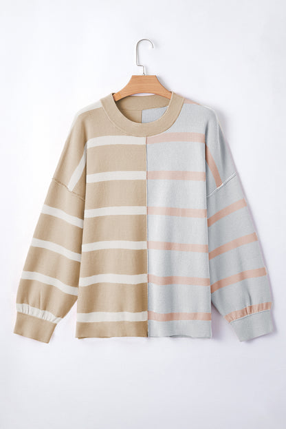 Colourblock Oversized Sweater | Khaki Stripe