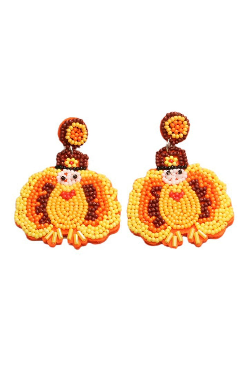 Halloween Turkey Beaded Drop Earrings | Yellow