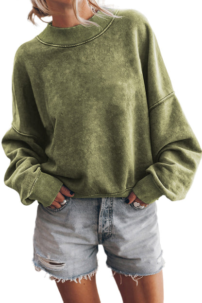 Drop Shoulder Crew Neck Pullover Sweatshirt | Green