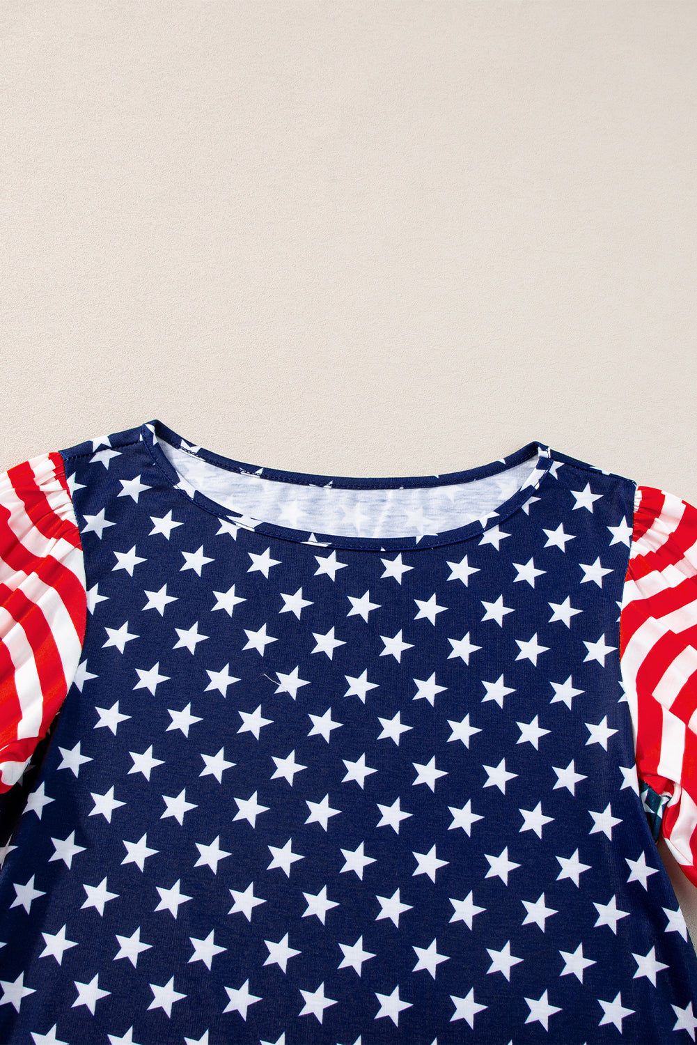 4th of July Stars Stripes Puff Sleeve T Shirt | Navy Blue