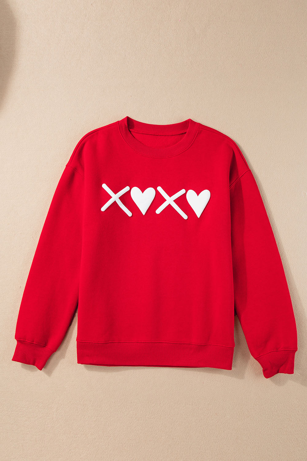 Puff Xoxo Print Valentines Heart Sweatshirt | Red