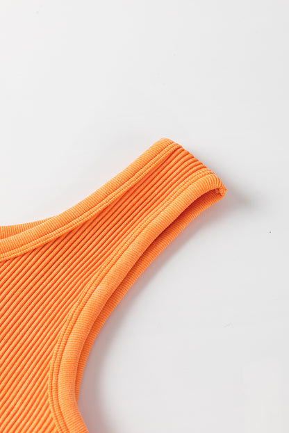 Ribbed Seamless Cropped Tank Top | Grapefruit Orange