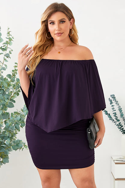 Multiple Dressing Layered  Mini Poncho Dress | Purple