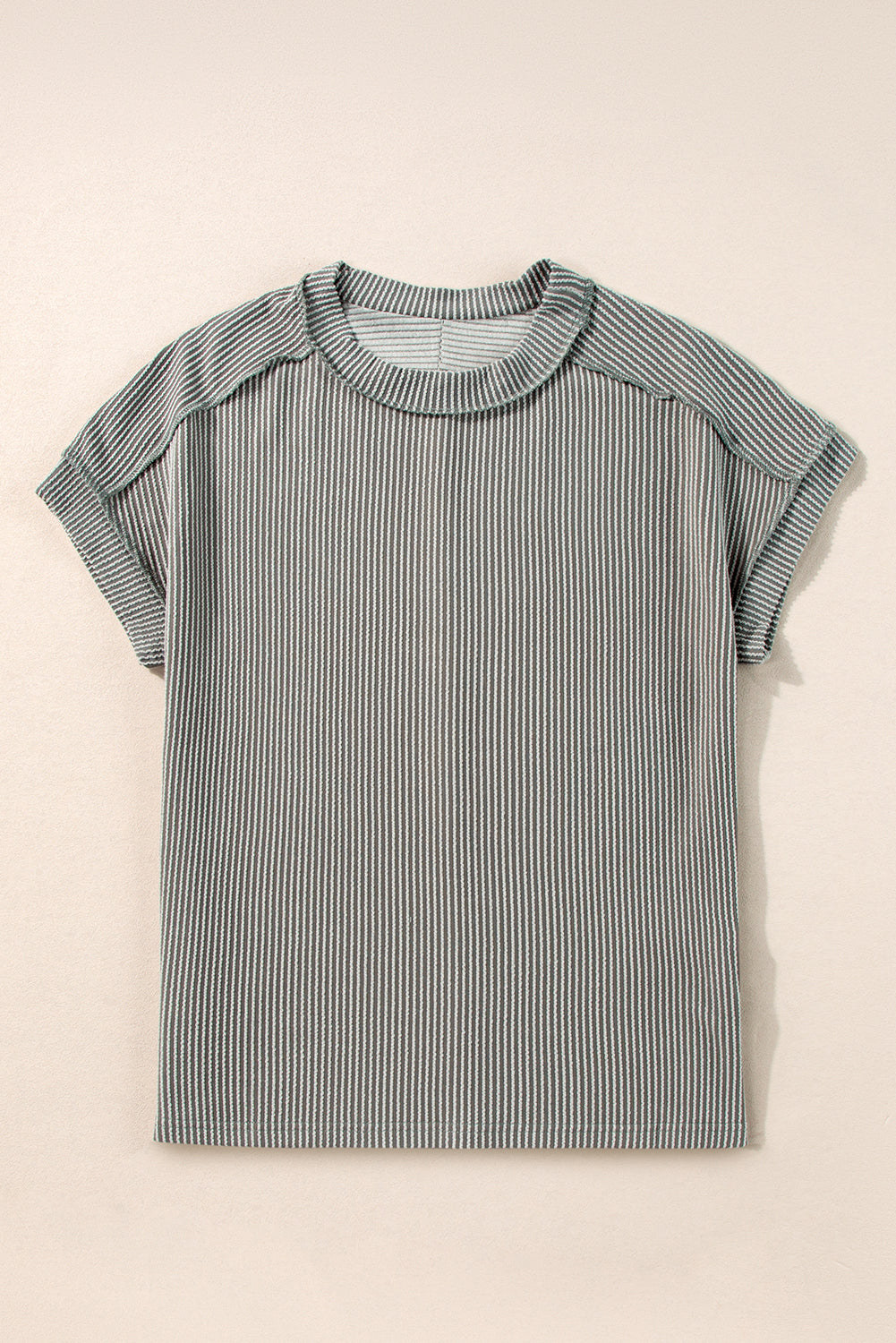 Textured Knit Exposed Stitching T-Shirt | Medium Grey