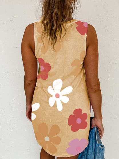 Daisy Flower Print Tank Dress | Apricot