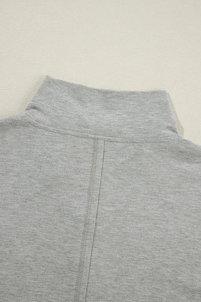 Exposed Seam Collared Pocketed Loose Sweatshirt | Light Grey