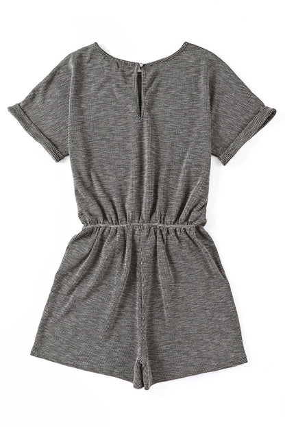 Ribbed Elastic Waist Romper | Gray