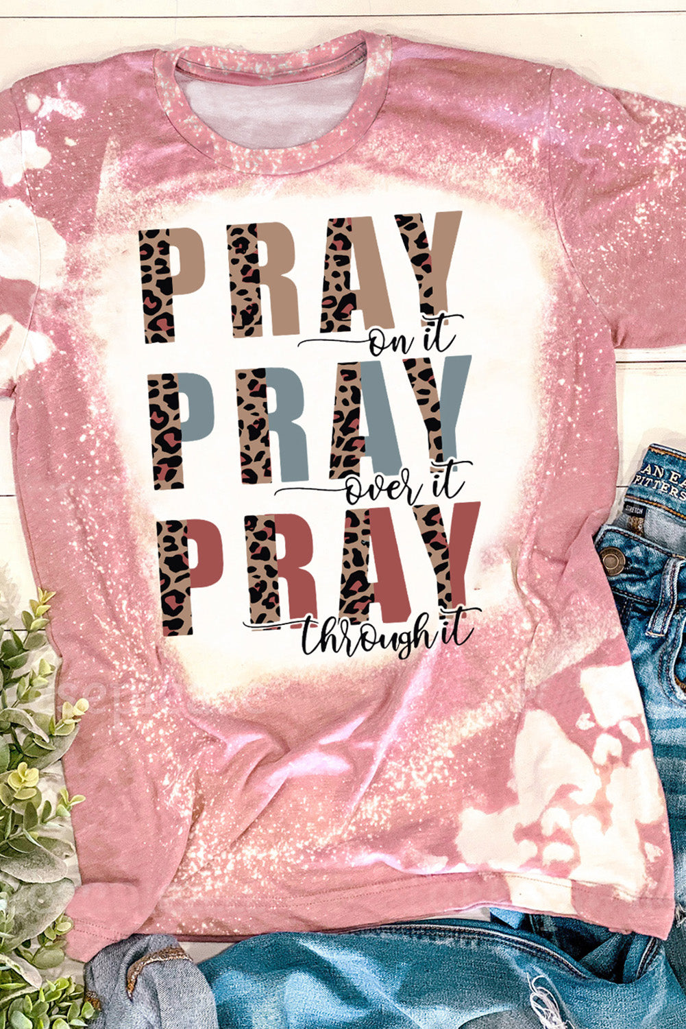 Pink PRAY Graphic Tie Dye Tee