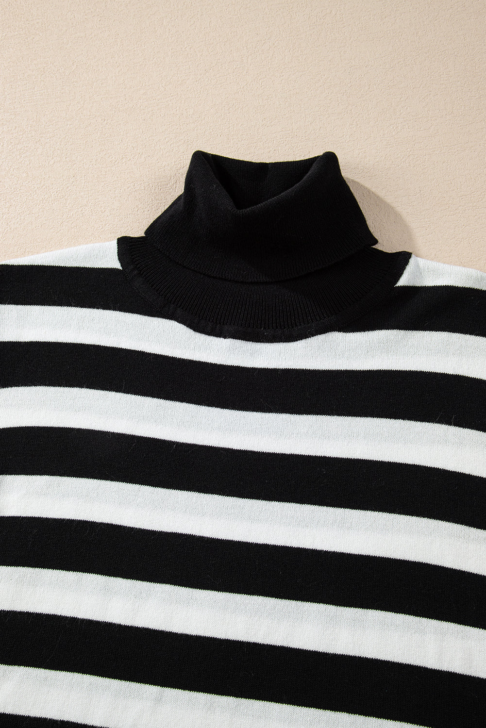 Slim Fit High Neck Knit Sweater | Black Stripe