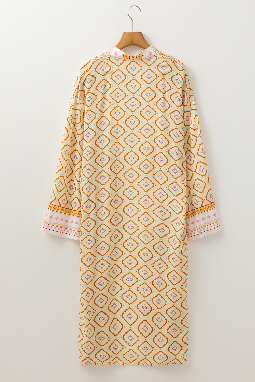 Bohemian Geometric Printed Loose Sleeve Long Kimono | Yellow