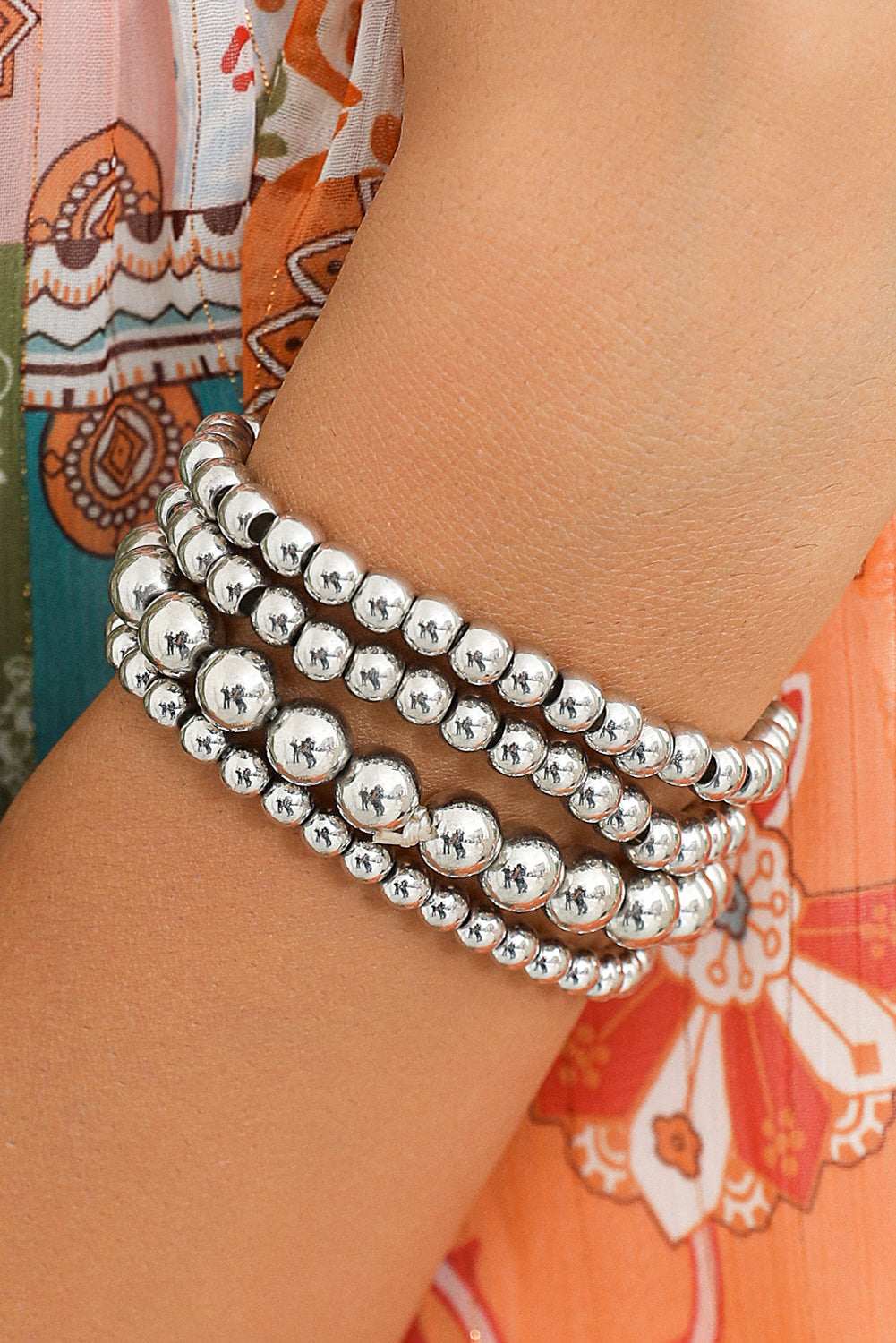 Multi Layered Beaded Bracelet | White