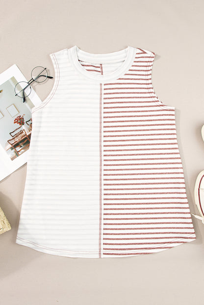 Colourblock Loose Tank Top | Brown Stripe