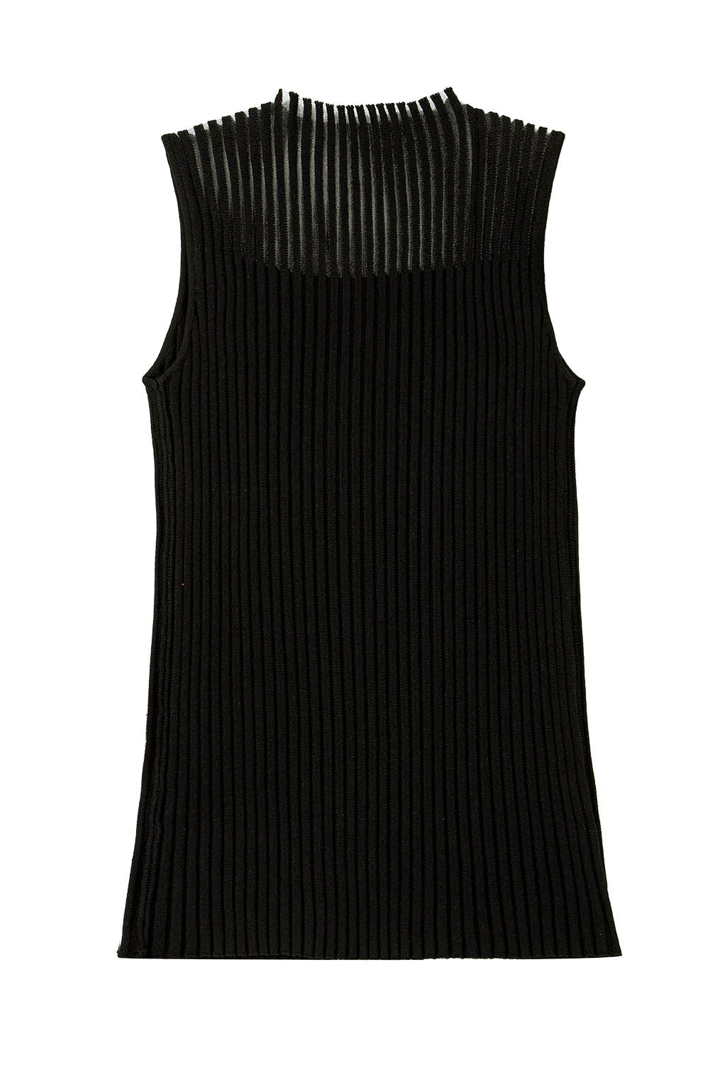 Ribbed Texture Mesh Cutout Knitted Sweater Vest | Black