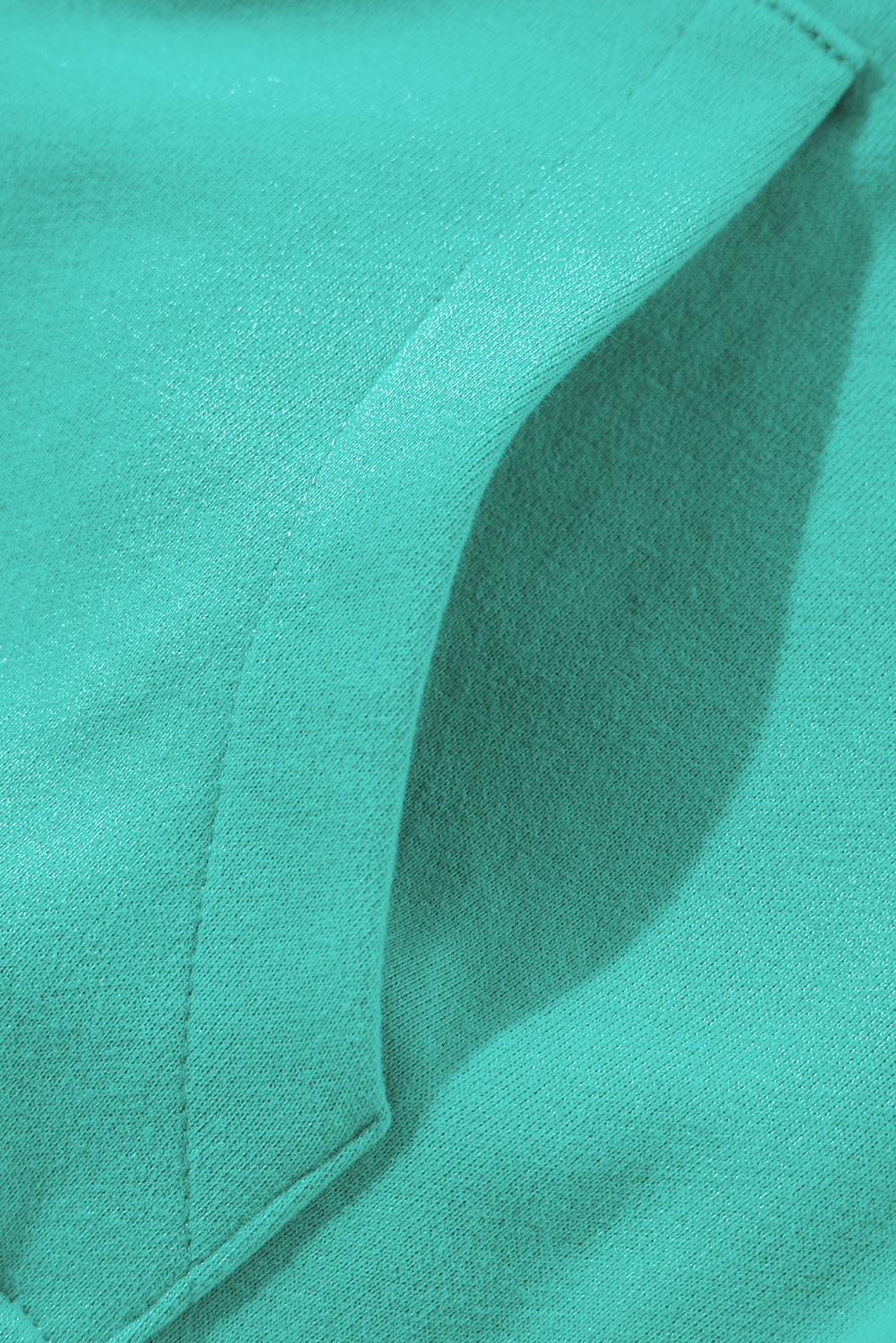 Fleece Lined Zip Up Stand Collar Thumbhole Sleeve Sweatshirt | Sea Green