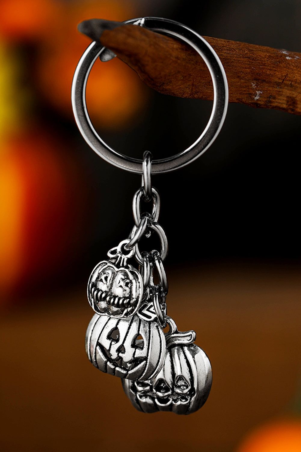 Halloween Pumpkin Face Alloy Keychain | Silvery