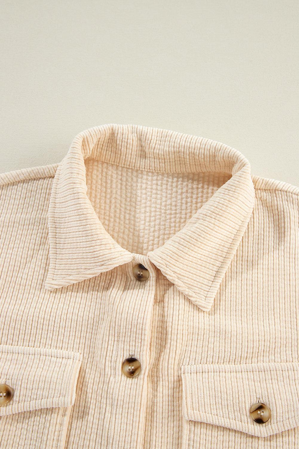 Corduroy Flap Pocket Button Up Shacket | Oatmeal