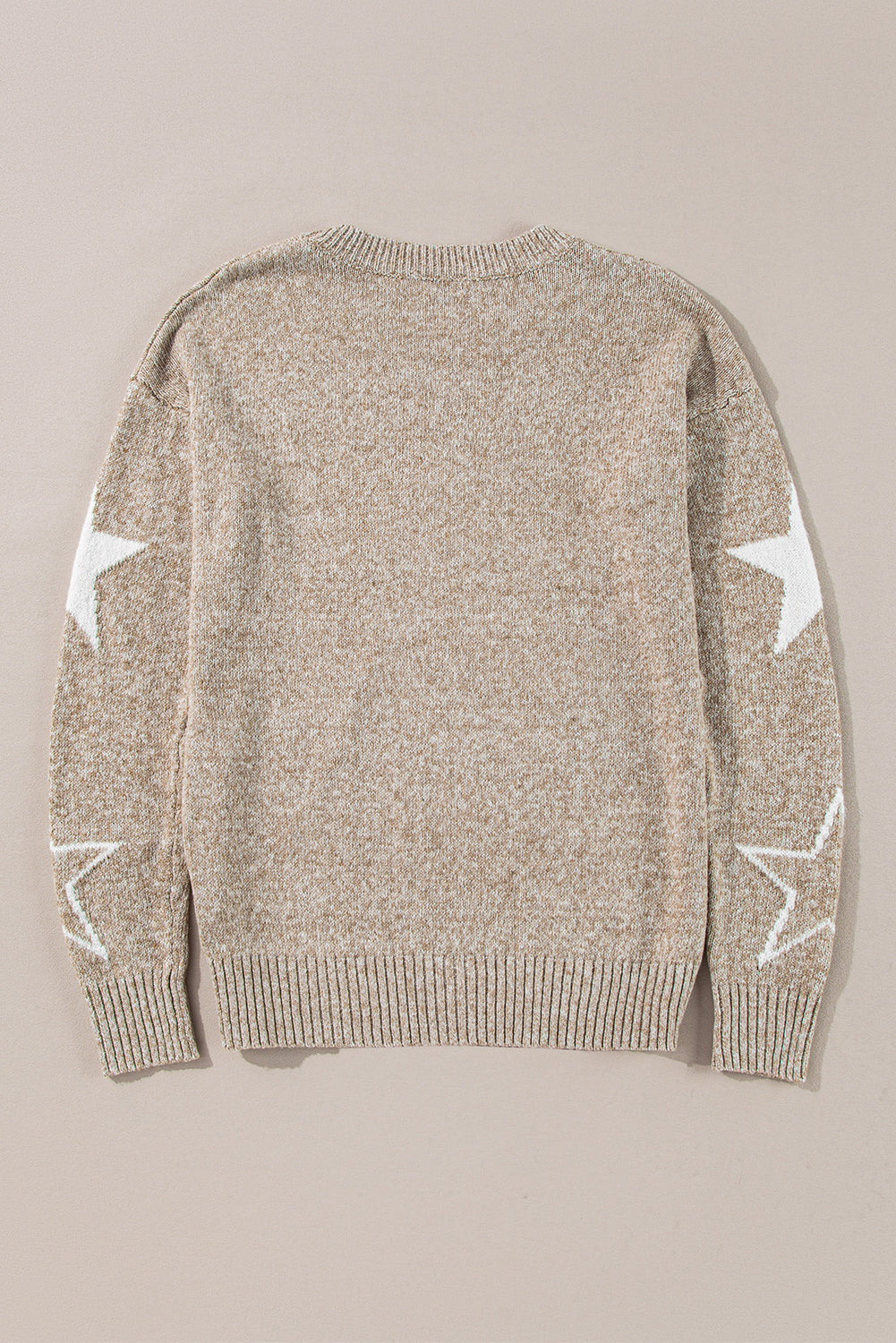 Star Pattern Drop Shoulder Sweater | Khaki