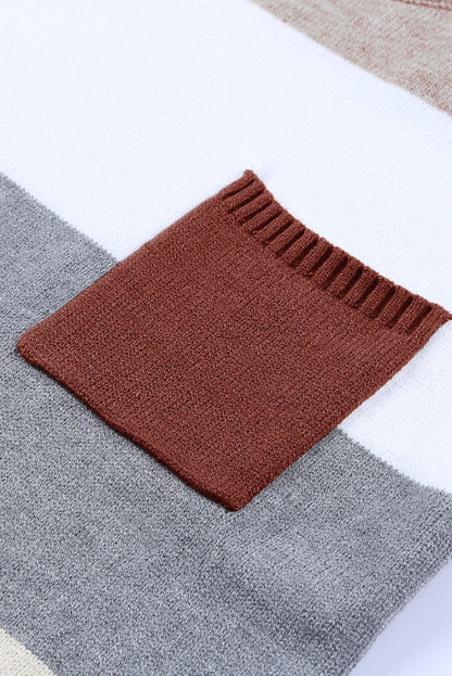 Colourblock Pocketed Sweater | Purple