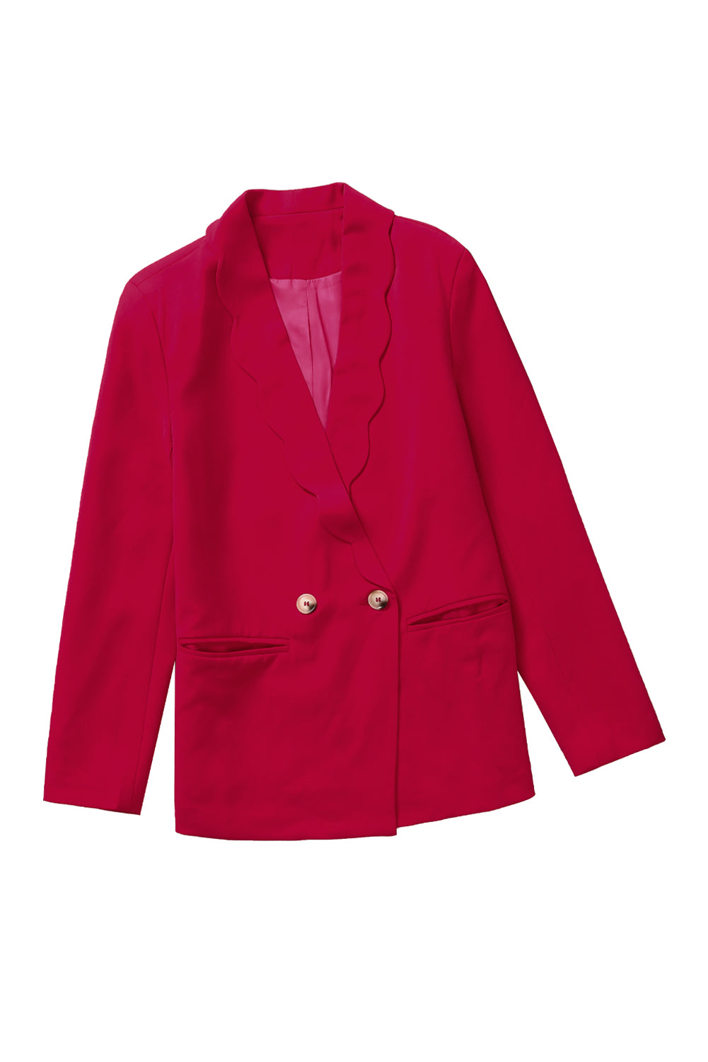 Wavy Collar Single Button Blazer | Rose