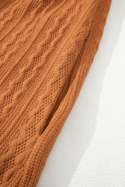 Textured Knit Oversize Flap Pocket Shacket | Orange