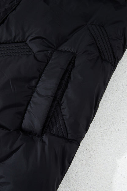 Quilted High Neck Zip Up Jacket Vest | Black