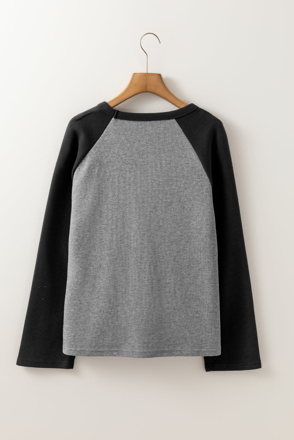 High Waffle Knit Colourblock Star Patch Graphic Raglan Top | High-rise